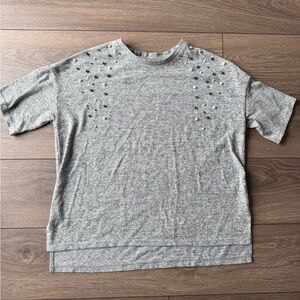Ardene Grey Studded Short Sleeve Top